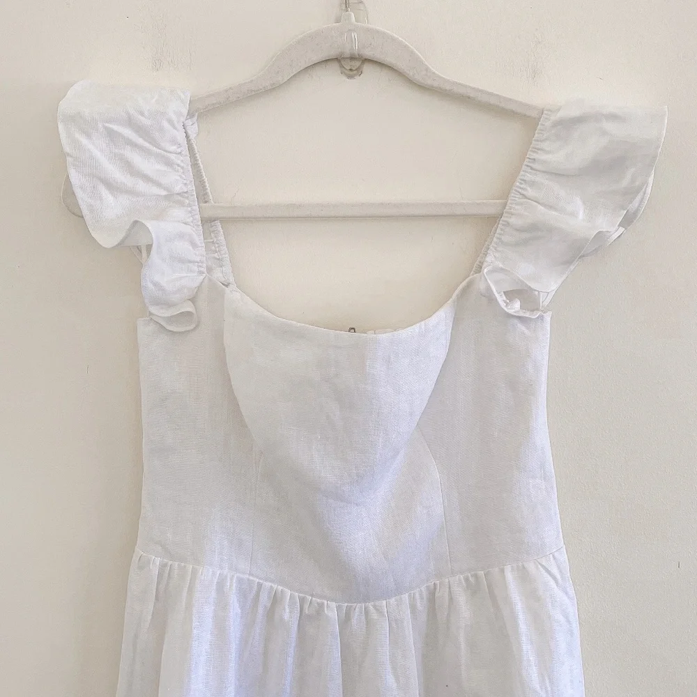 Reformation Lucila Linen Midi Dress White 4 - Picture 7 of 11